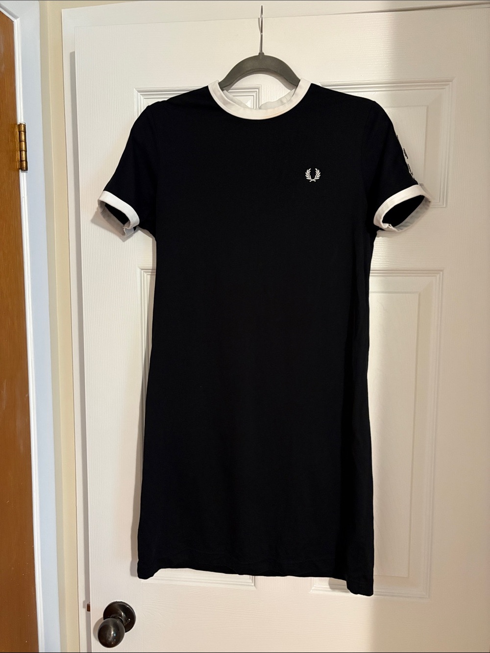 Fred Perry Black Mini Ringer Dress with White Trim Size 6